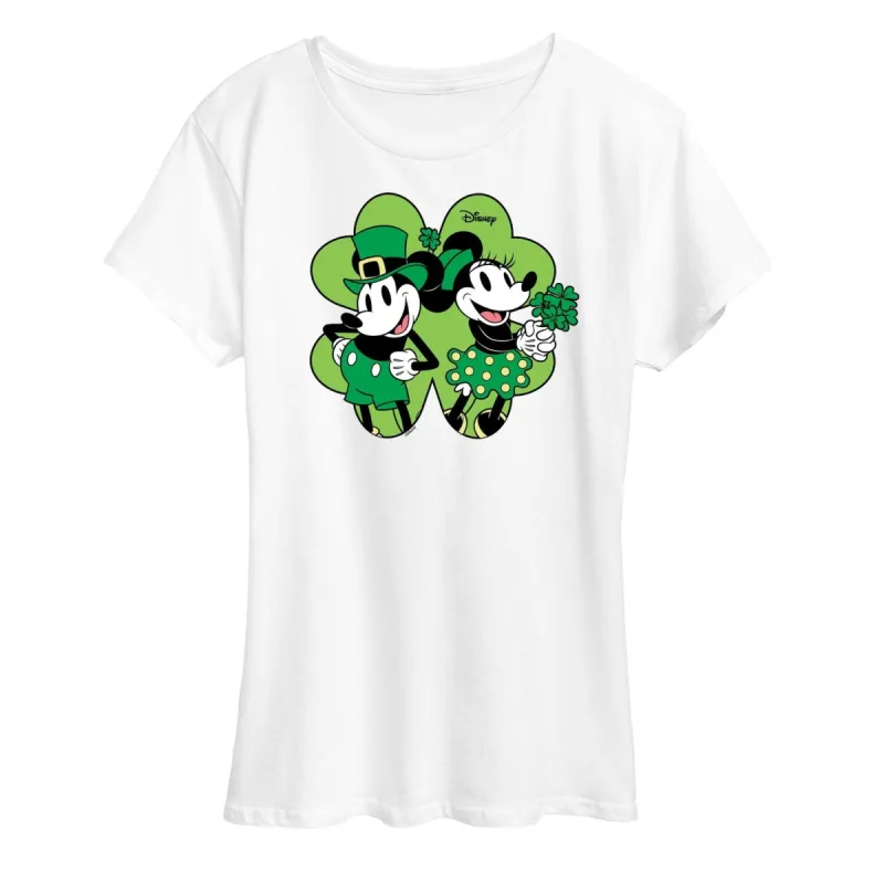 Women's Disney Mickey Minnie Shamrock Short Sleeve Tee sold by Zulily