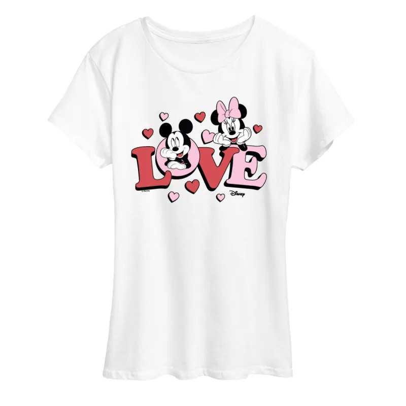 Women's Disney Love Mickey Minnie Short Sleeve Tee sold by Zulily