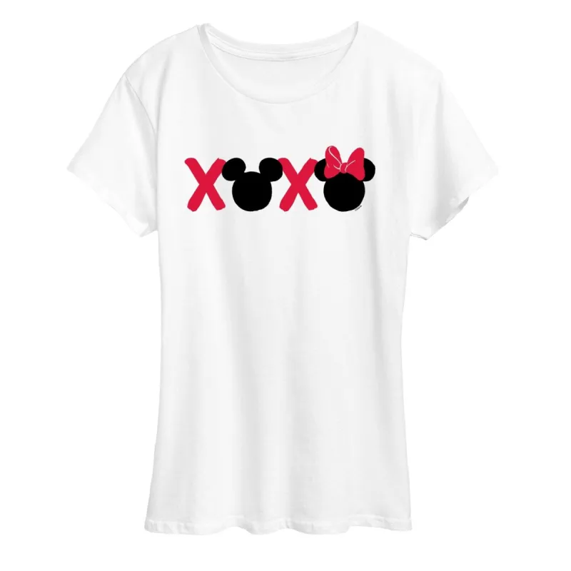 Women's Disney Mickey Minnie Heads XOXO Short Sleeve Tee sold by Zulily