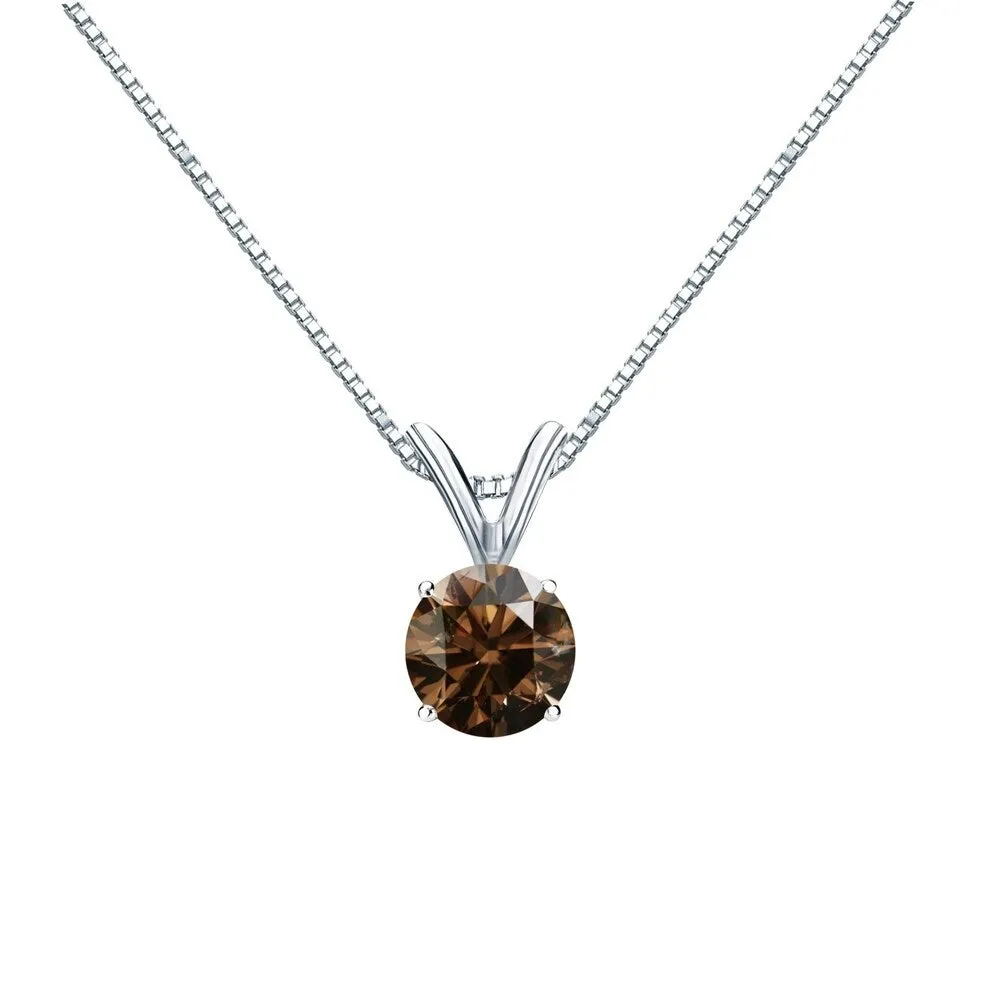 Auriya 14k Gold 1/2ct TDW Round Brown Diamond Solitaire Necklace (SI1-SI2) sold by Zulily product image thumbnail 2
