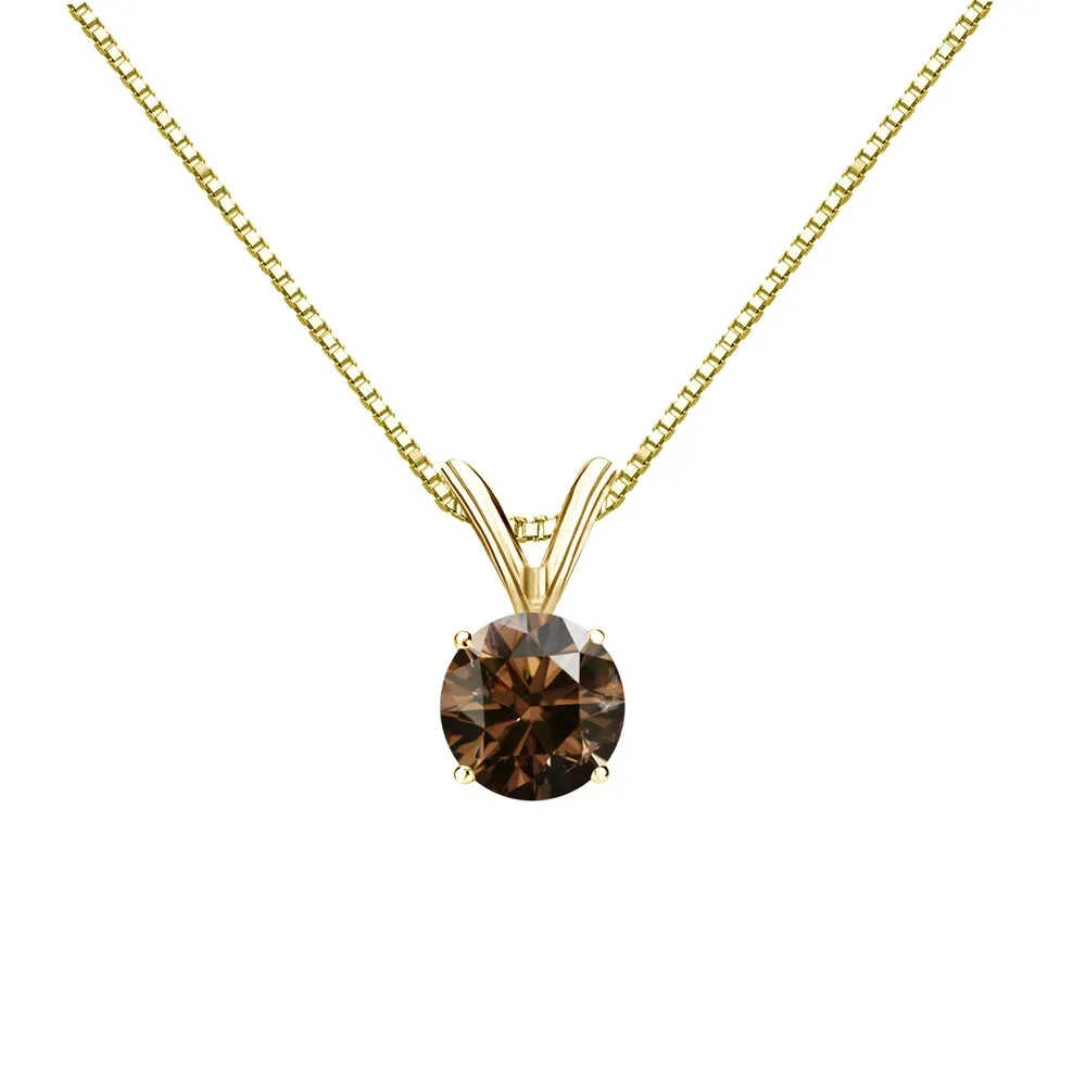 Auriya 14k Gold 1/2ct TDW Round Brown Diamond Solitaire Necklace (SI1-SI2) sold by Zulily product image thumbnail 3