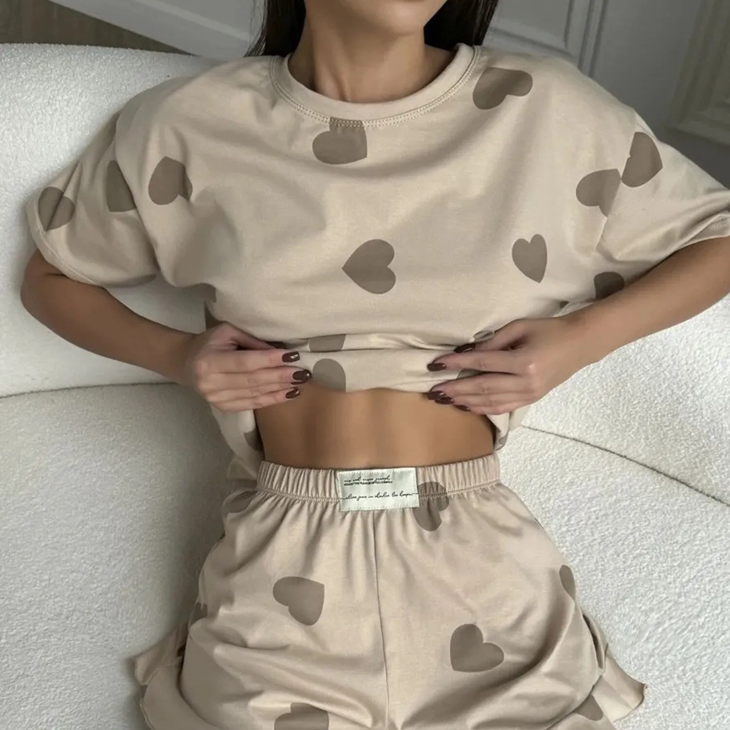 Beige Heart Loungewear Set sold by Zulily product image thumbnail 3