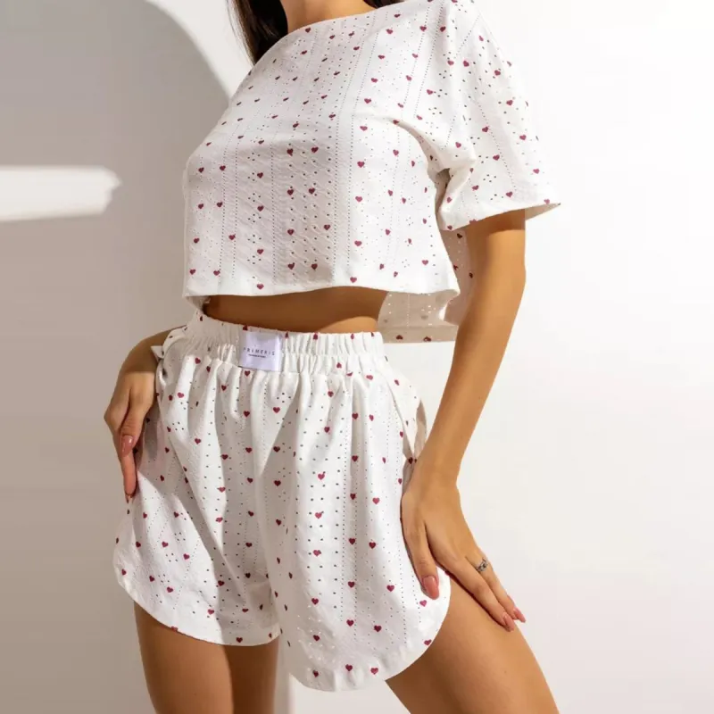 White Heart Loungewear Set sold by Zulily