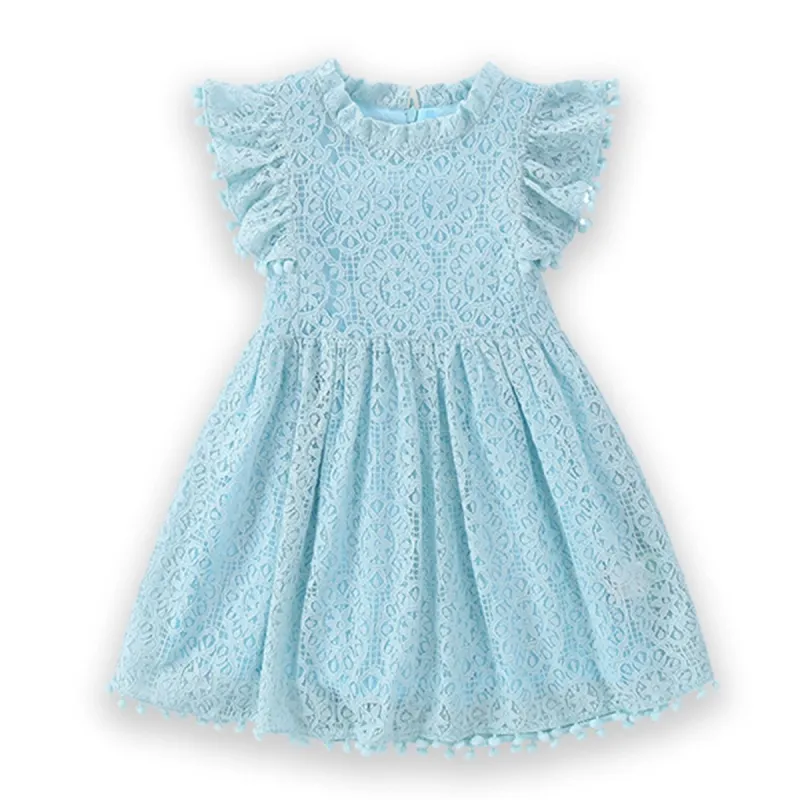 Light Blue Lace Ruffle-Sleeve Dress sold by Zulily