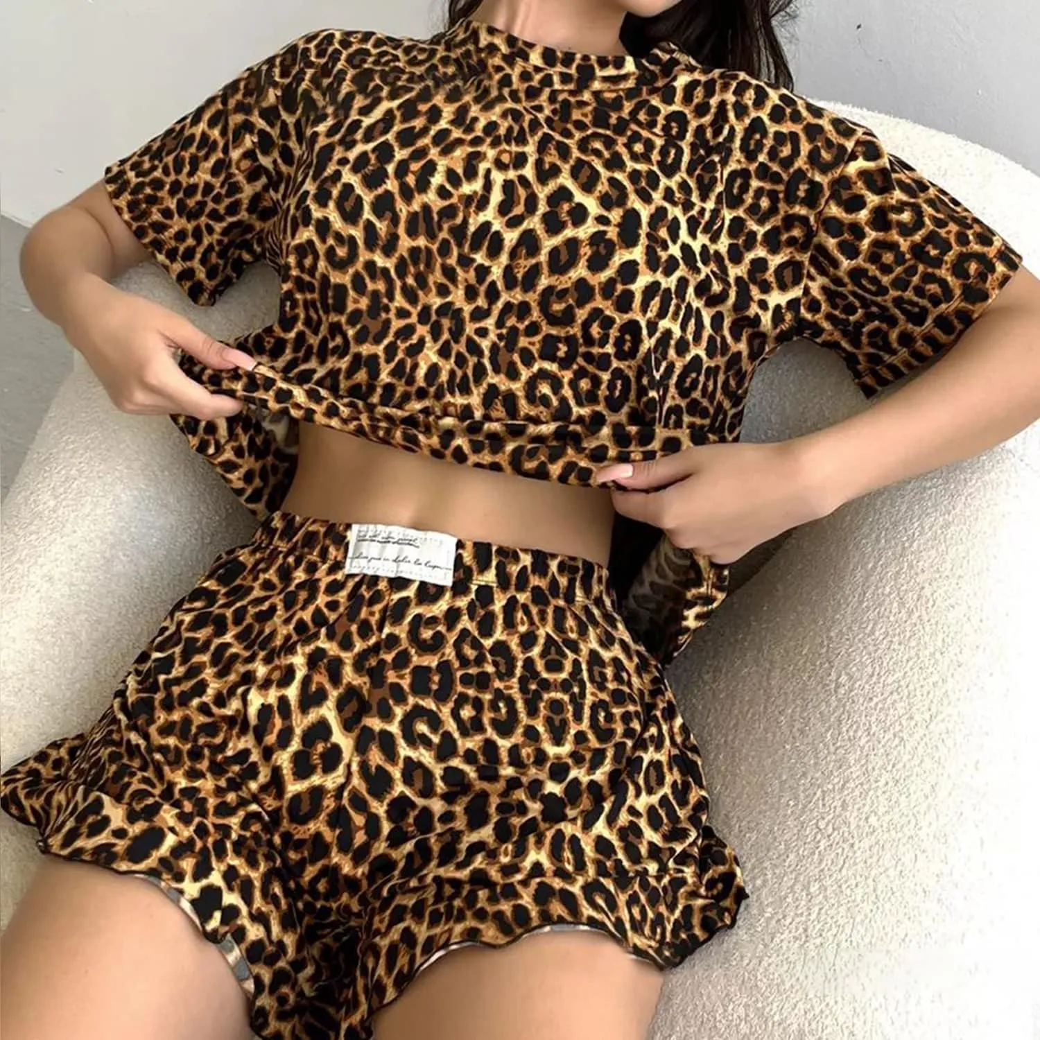 Brown Leopard Loungewear Set sold by Zulily