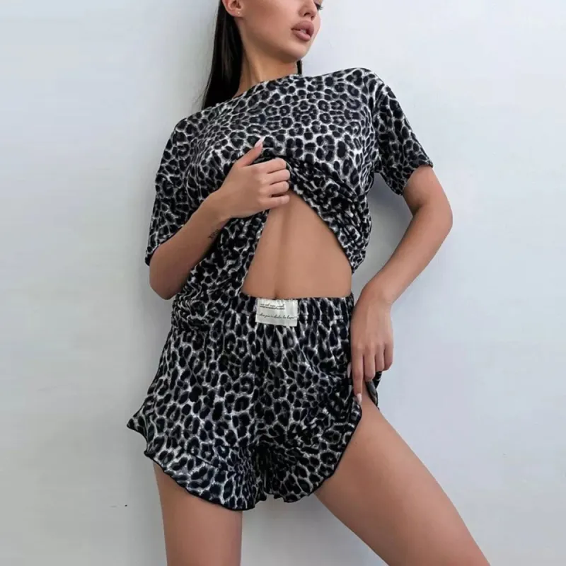 Black Leopard Loungewear Set sold by Zulily
