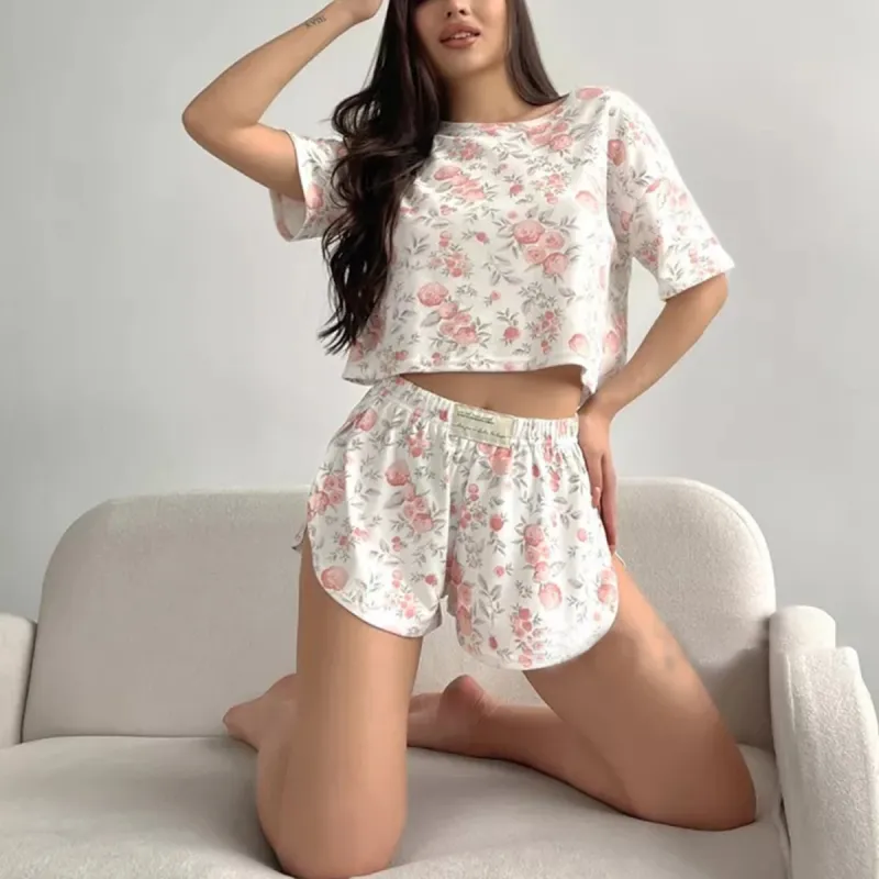 White & Pink Floral Loungewear Set sold by Zulily