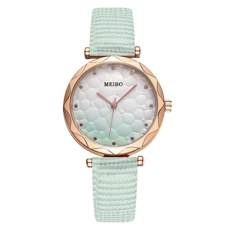 Mint Honeycomb Embossed Faux Leather Rose Goldtone Watch sold by Zulily