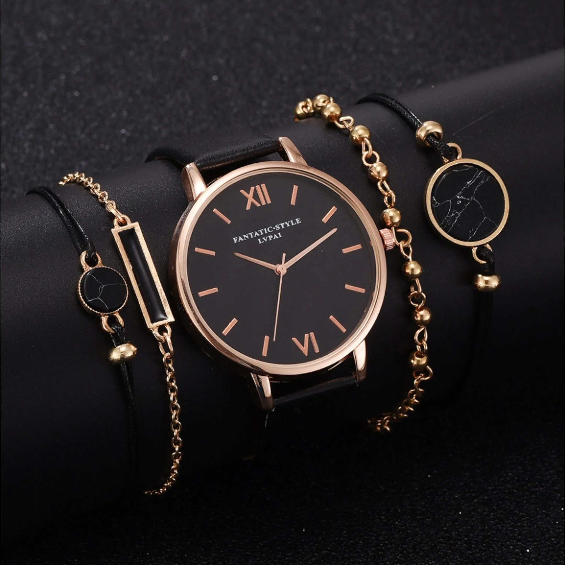 Black Goldtone Fashion Watch And Bracelet Set sold by Zulily product image thumbnail 3