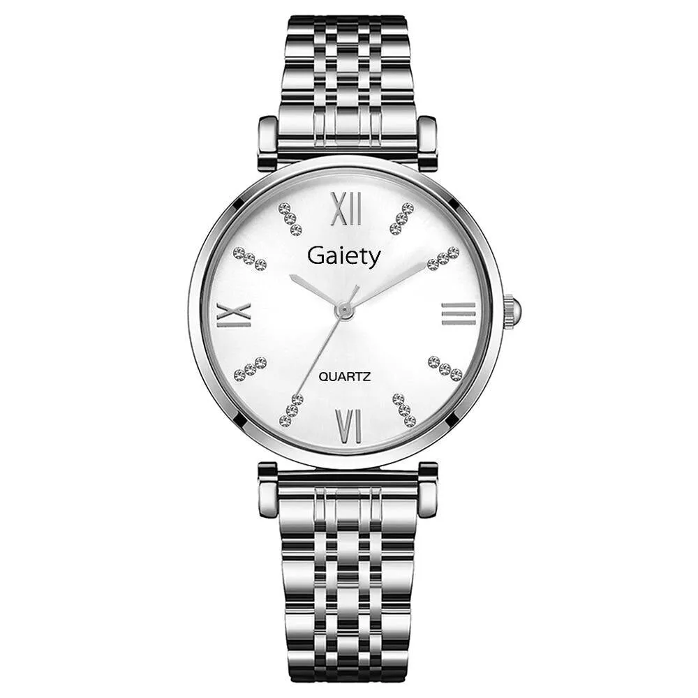Crystal and Rose Gold Crystal Minimalist Roman Numeral Watch - White sold by Zulily
