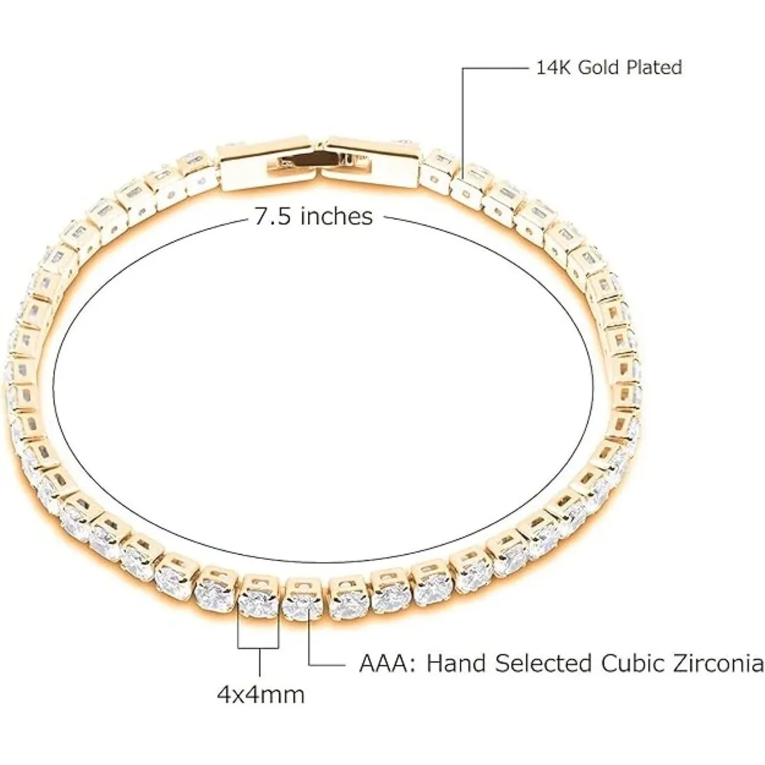 Gold Plated Cubic Zirconia Round 4MM Classic Tennis Bracelet sold by Zulily product image thumbnail 5