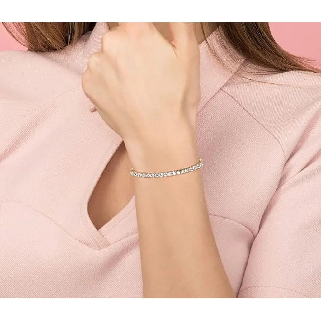 Gold Plated Cubic Zirconia Round 4MM Classic Tennis Bracelet sold by Zulily product image thumbnail 4