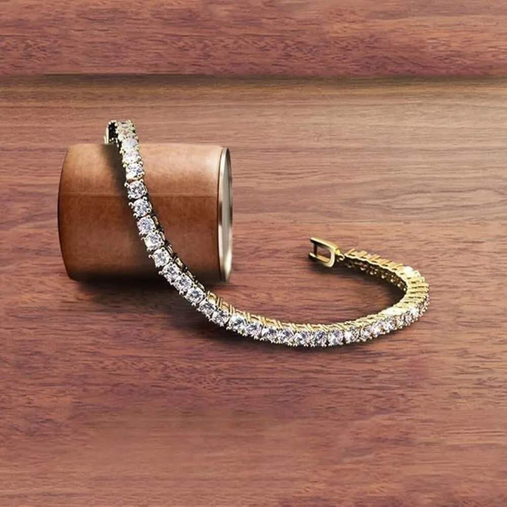 Gold Plated Cubic Zirconia Round 4MM Classic Tennis Bracelet sold by Zulily product image thumbnail 2