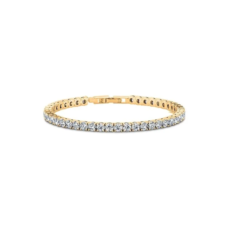 Gold Plated Cubic Zirconia Round 4MM Classic Tennis Bracelet sold by Zulily