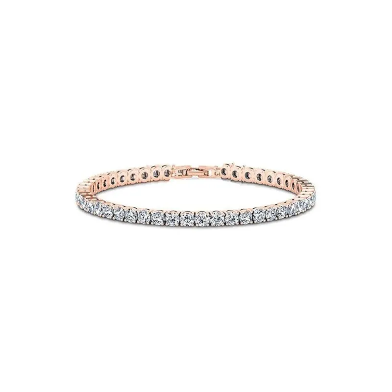 Rose Gold Plated Cubic Zirconia Round 4MM Classic Tennis Bracelet - Rose Gold sold by Zulily