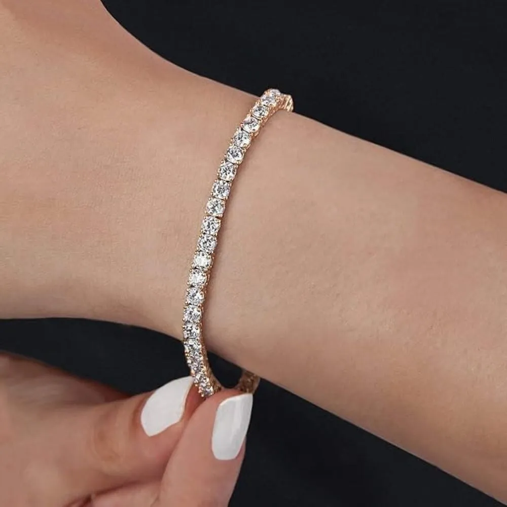 Rose Gold Plated Cubic Zirconia Round 4MM Classic Tennis Bracelet - Rose Gold sold by Zulily product image thumbnail 3