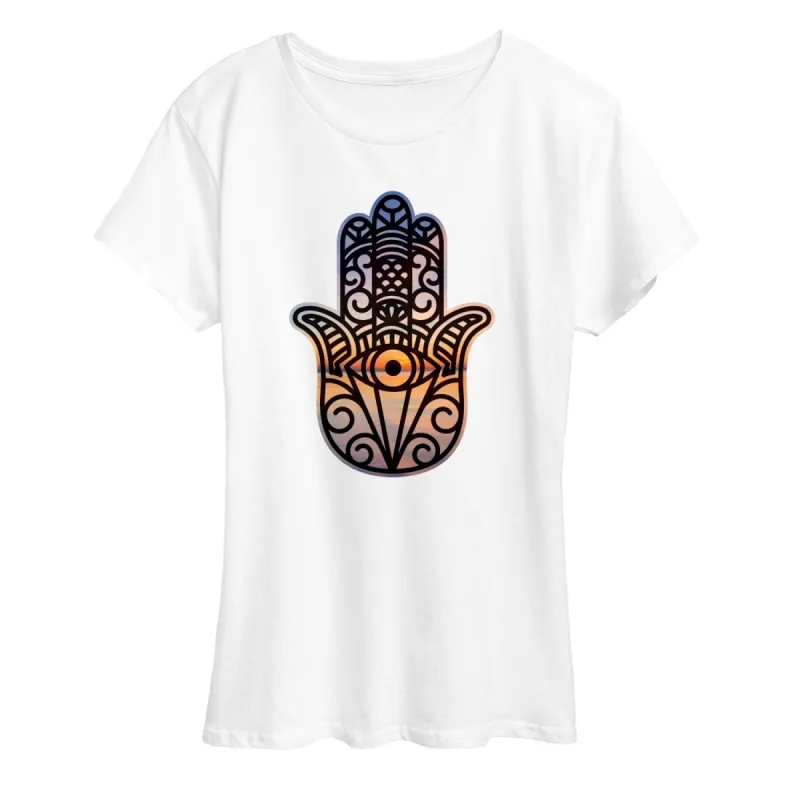 Women's Sunset Hamsa Short Sleeve Tee sold by Zulily