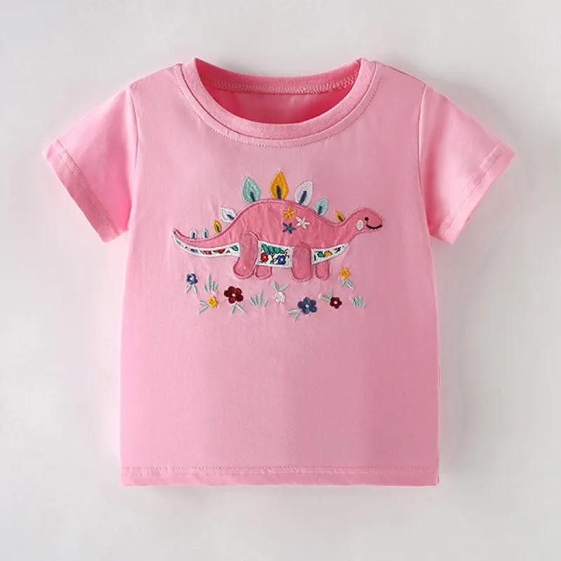 Pink Floral Dinosaur Round Neck Short-Sleeve T-Shirt sold by Zulily