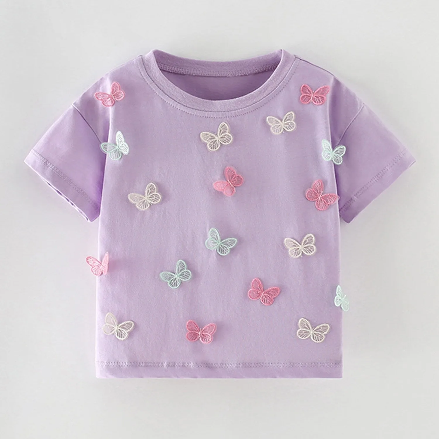 Lavender Butterfly Round Neck Short-Sleeve T-Shirt sold by Zulily