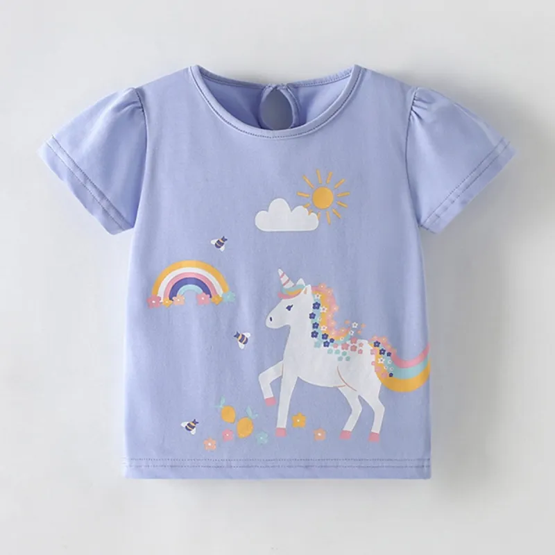 Periwinkle Rainbow Unicorn Round Neck Short-Sleeve T-Shirt sold by Zulily