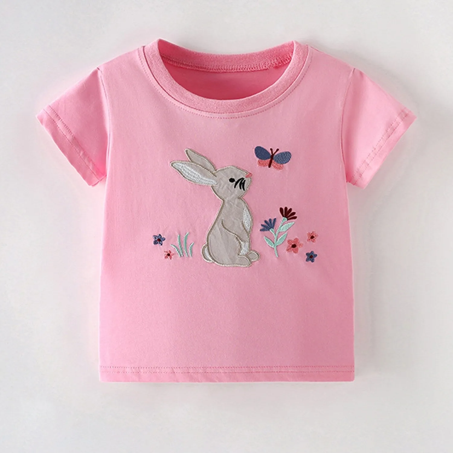 Pink Bunny Butterfly Round Neck Short-Sleeve T-Shirt sold by Zulily