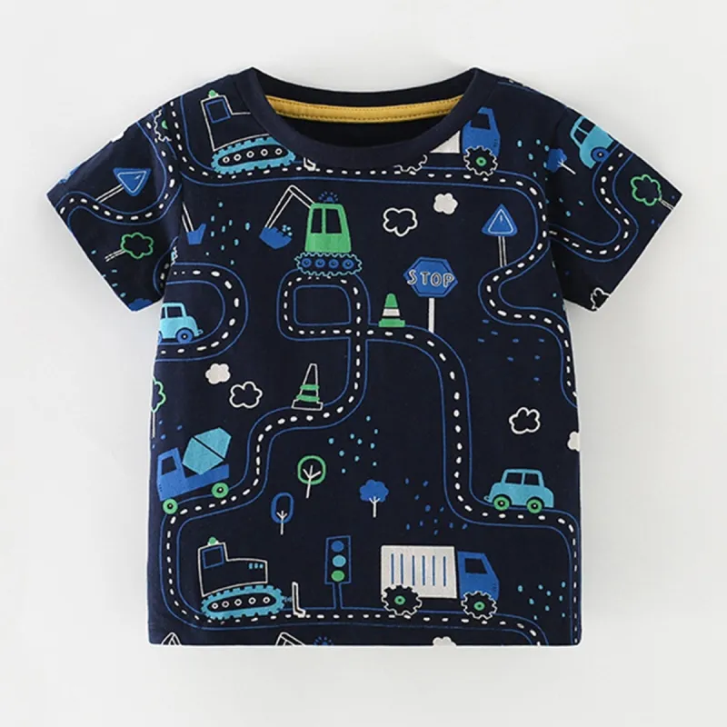 Dark Navy Engineering Vehicle Round Neck Short-Sleeve T-Shirt made by Zulily