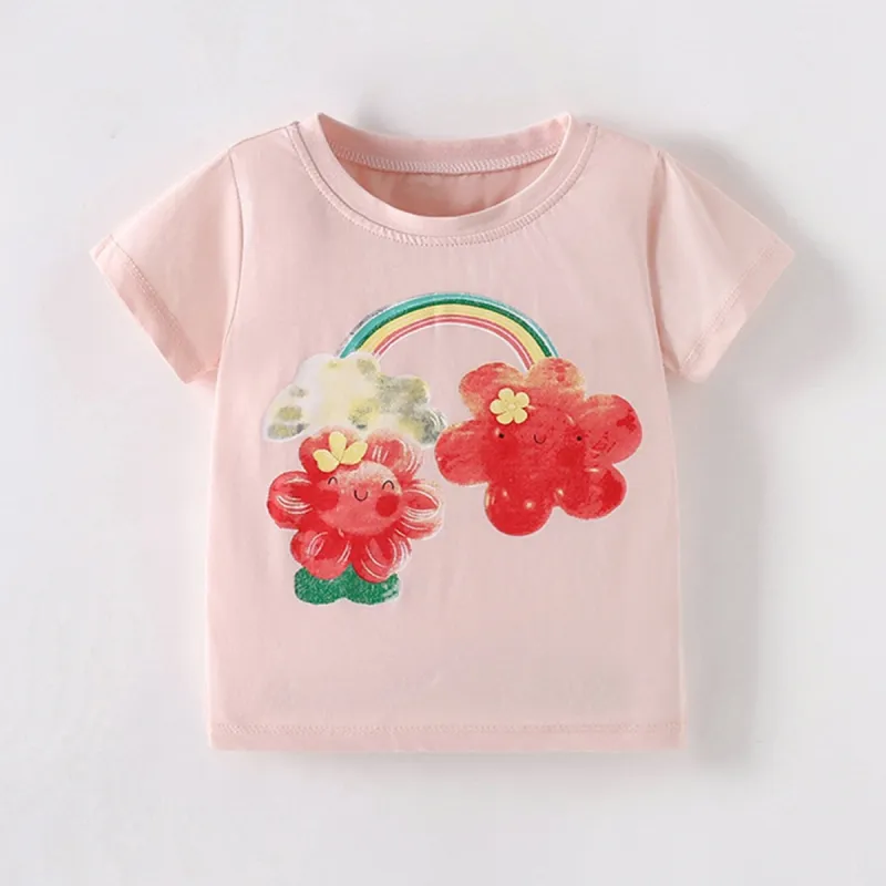 Light Pink Rainbow Floral Round Neck Short-Sleeve T-Shirt sold by Zulily