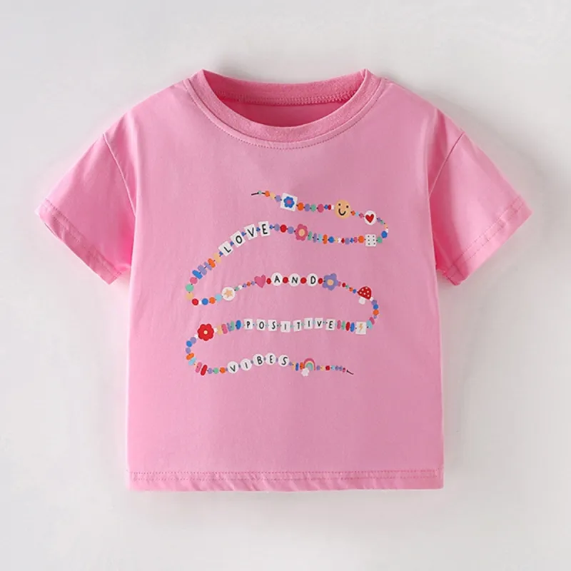 Pink Floral & "Love And Positive Vibes" Round Neck Short-Sleeve T-Shirt sold by Zulily