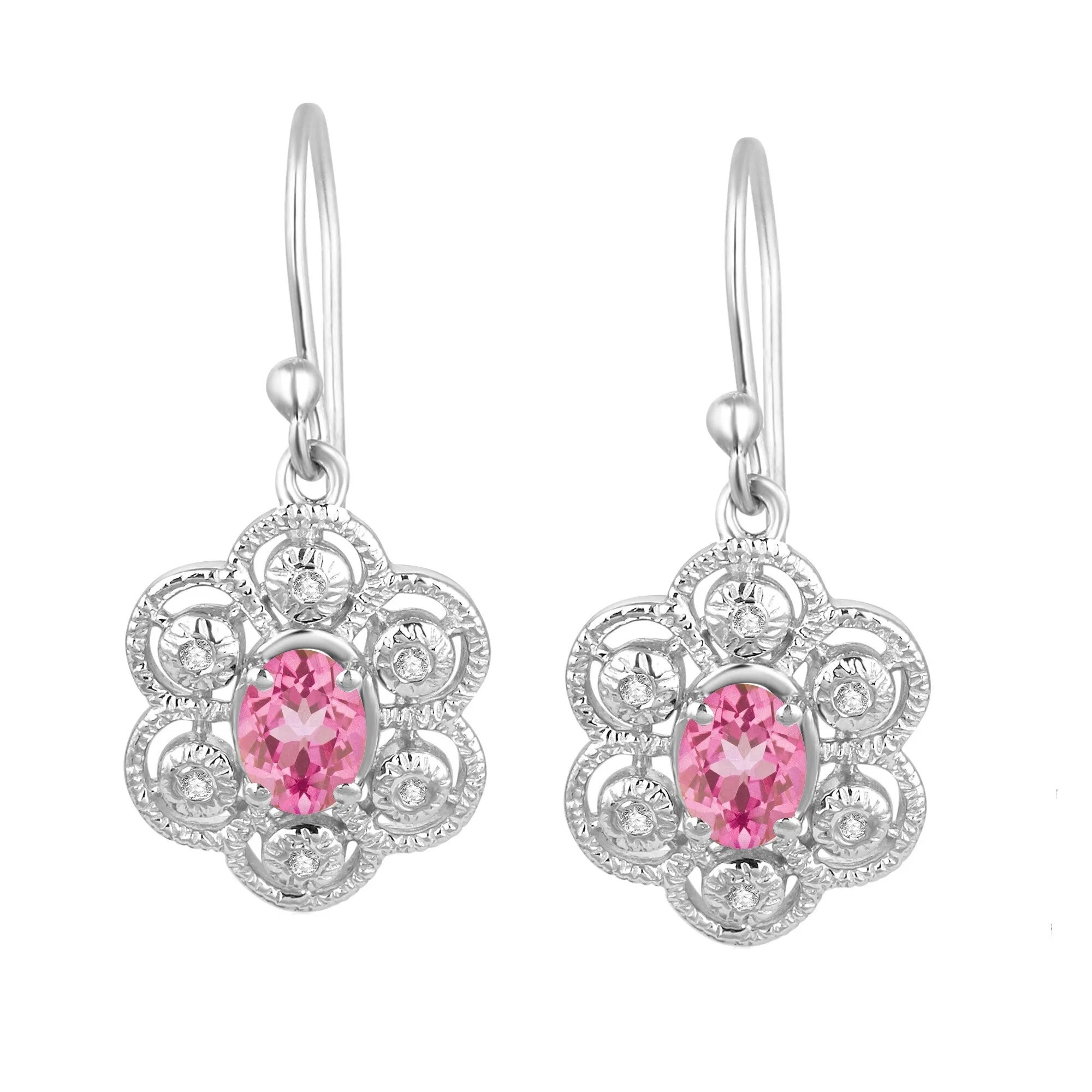 Sterling Silver with Pink Topaz and White Topaz Dangle Earrings sold by Zulily
