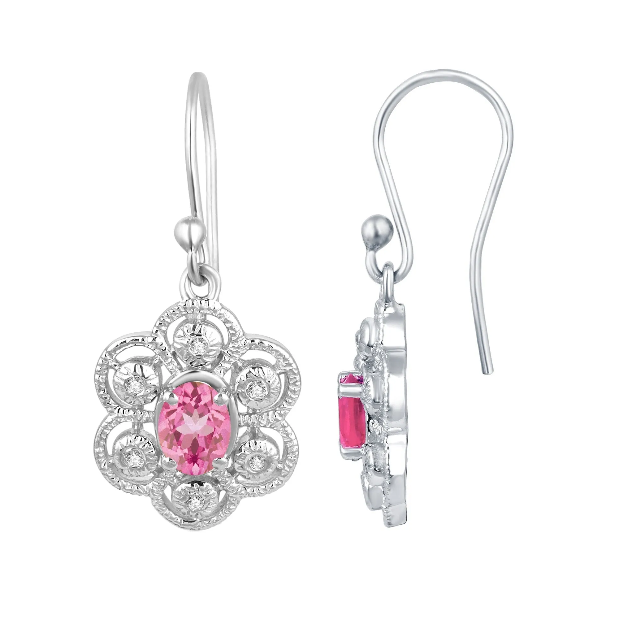 Sterling Silver with Pink Topaz and White Topaz Dangle Earrings sold by Zulily product image thumbnail 2