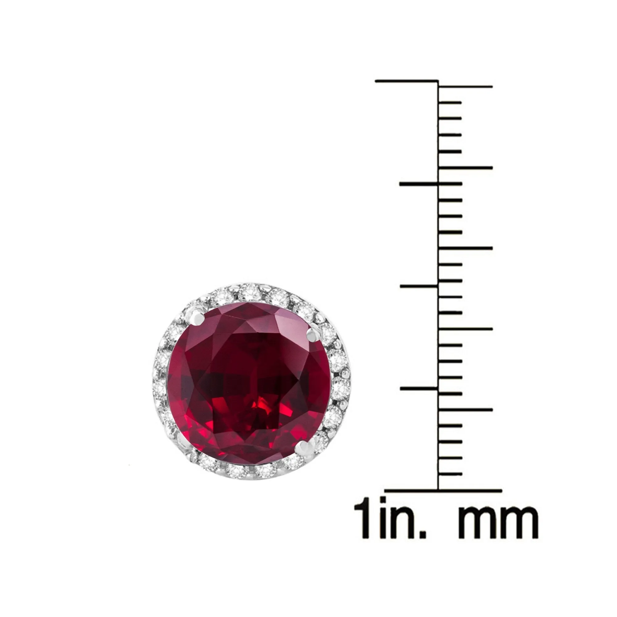 V3 Jewelry Sterling Silver with Round Shape Ruby and Natural White Topaz Halo Stud Earring for Women sold by Zulily product image thumbnail 3