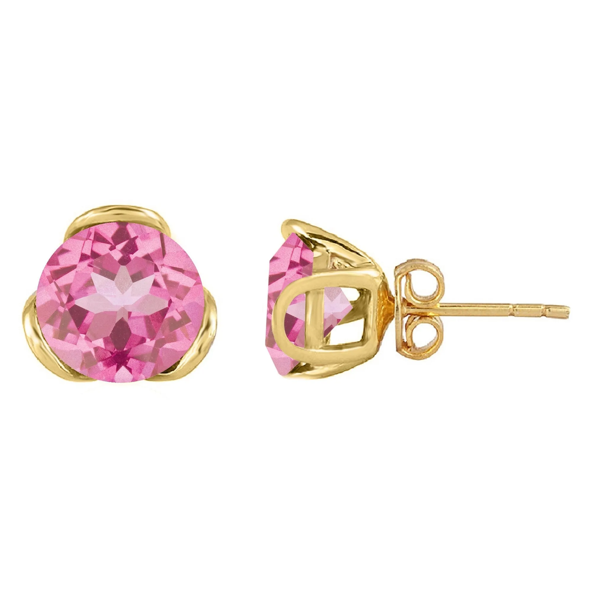 Gold Over Sterling Silver with Pink Topaz Stud Earrings sold by Zulily