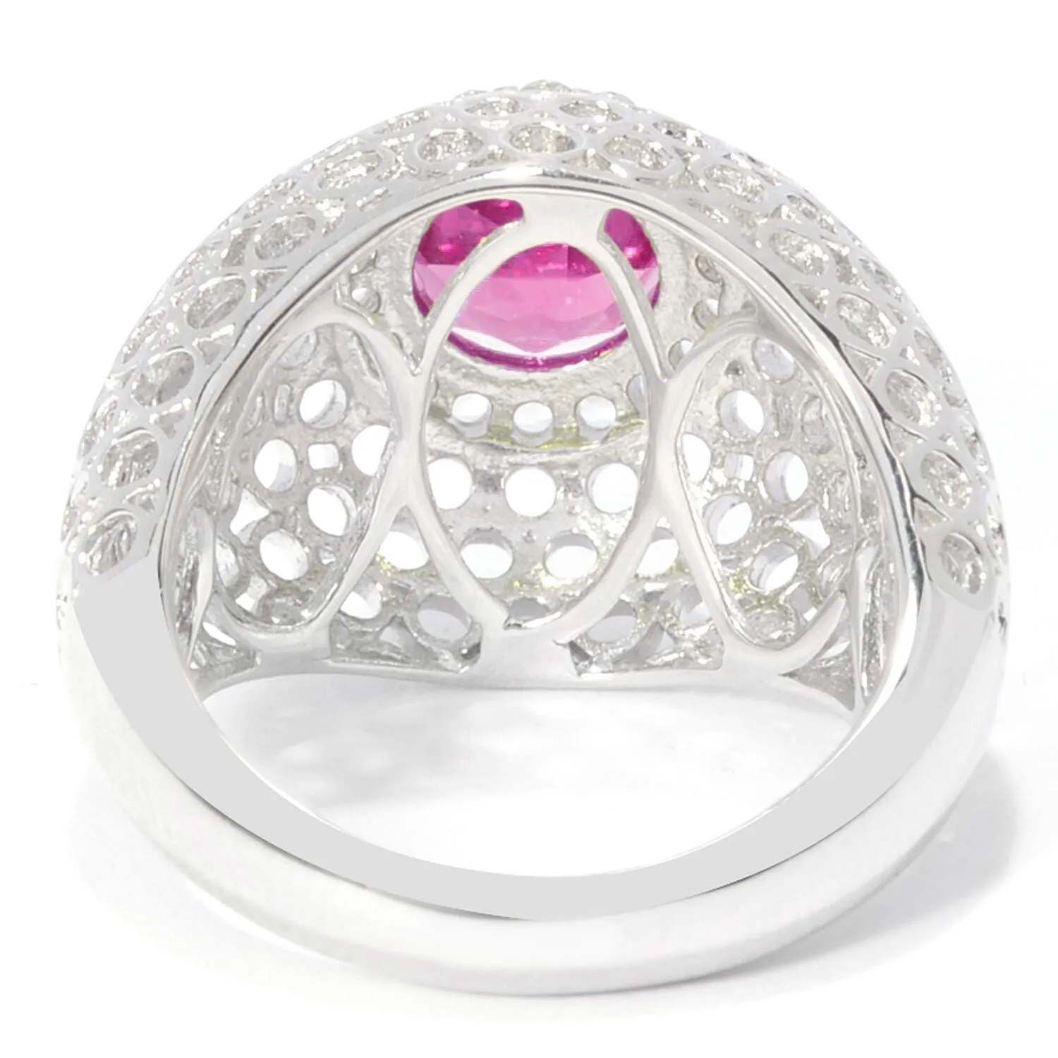 Sterling Silver with Pink Topaz and White Topaz Dome Ring sold by Zulily product image thumbnail 2