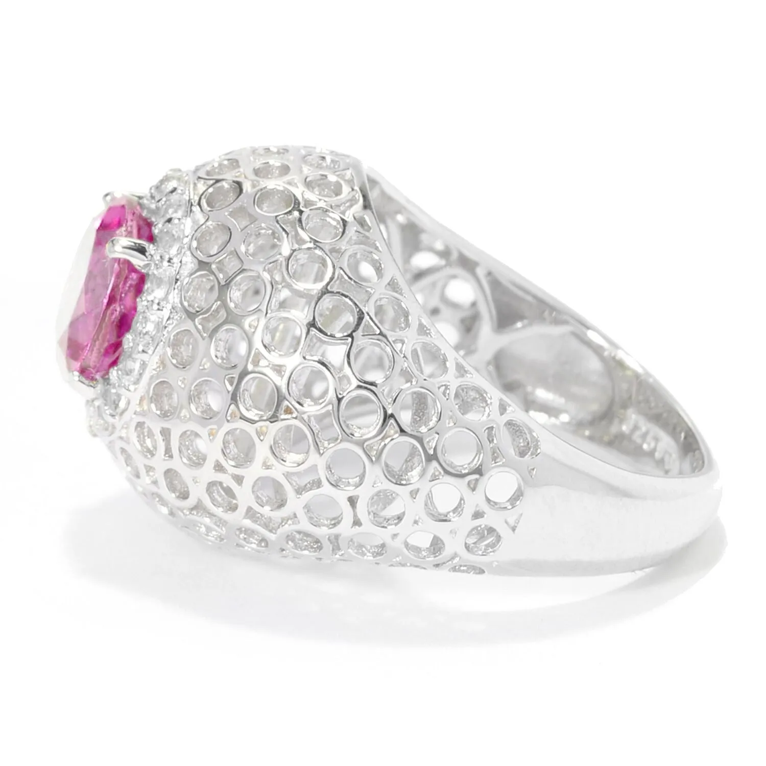 Sterling Silver with Pink Topaz and White Topaz Dome Ring sold by Zulily product image thumbnail 3
