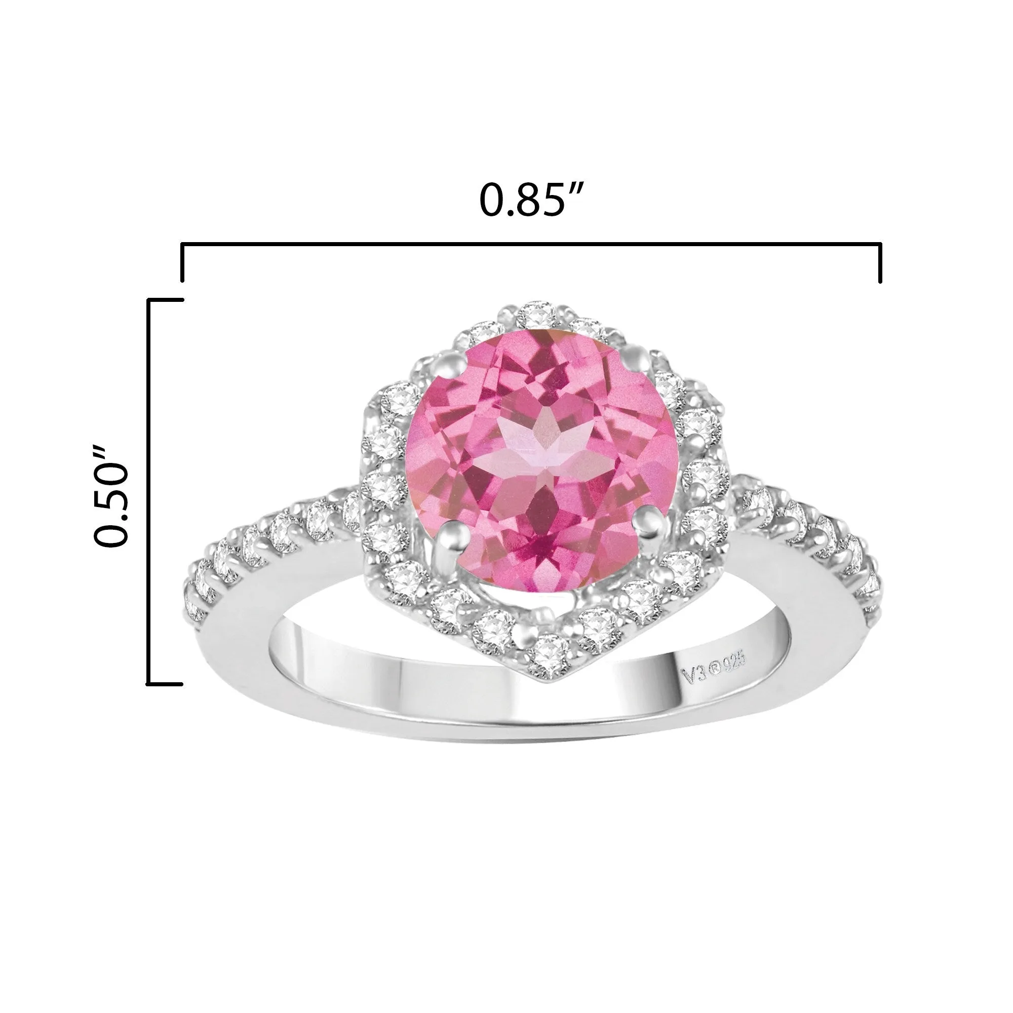 Sterling Silver with Pink Topaz and White Topaz Halo Ring sold by Zulily product image thumbnail 3