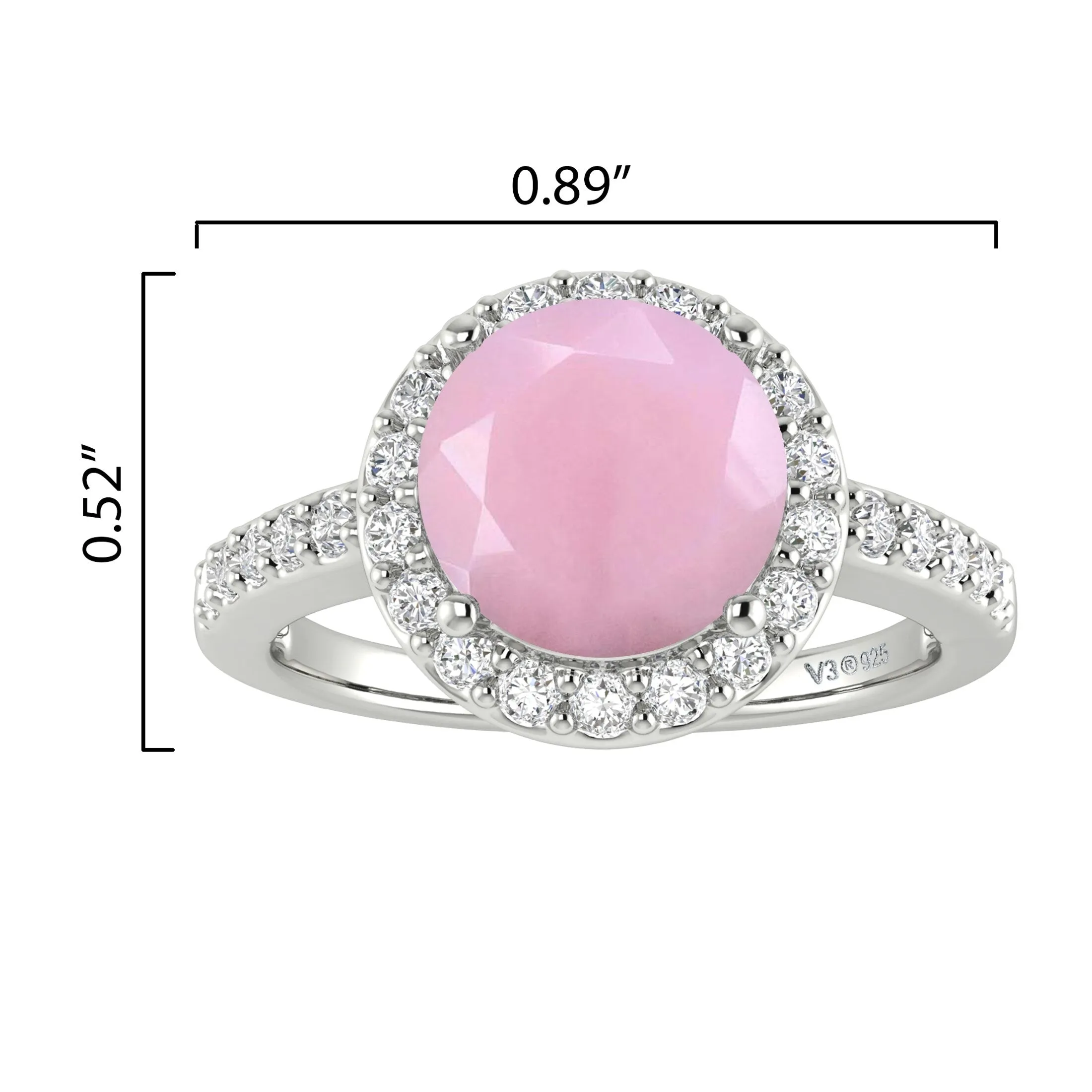 V3 Jewelry 925 Sterling Silver with Natural Pink Opal and White Topaz Halo Ring for Women sold by Zulily product image thumbnail 5