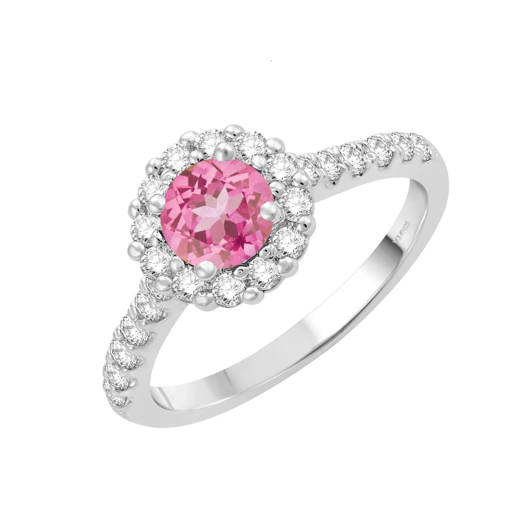 V3 Jewelry 925 Sterling Silver with Pink Topaz and White topaz Halo Ring sold by Zulily product image thumbnail 2