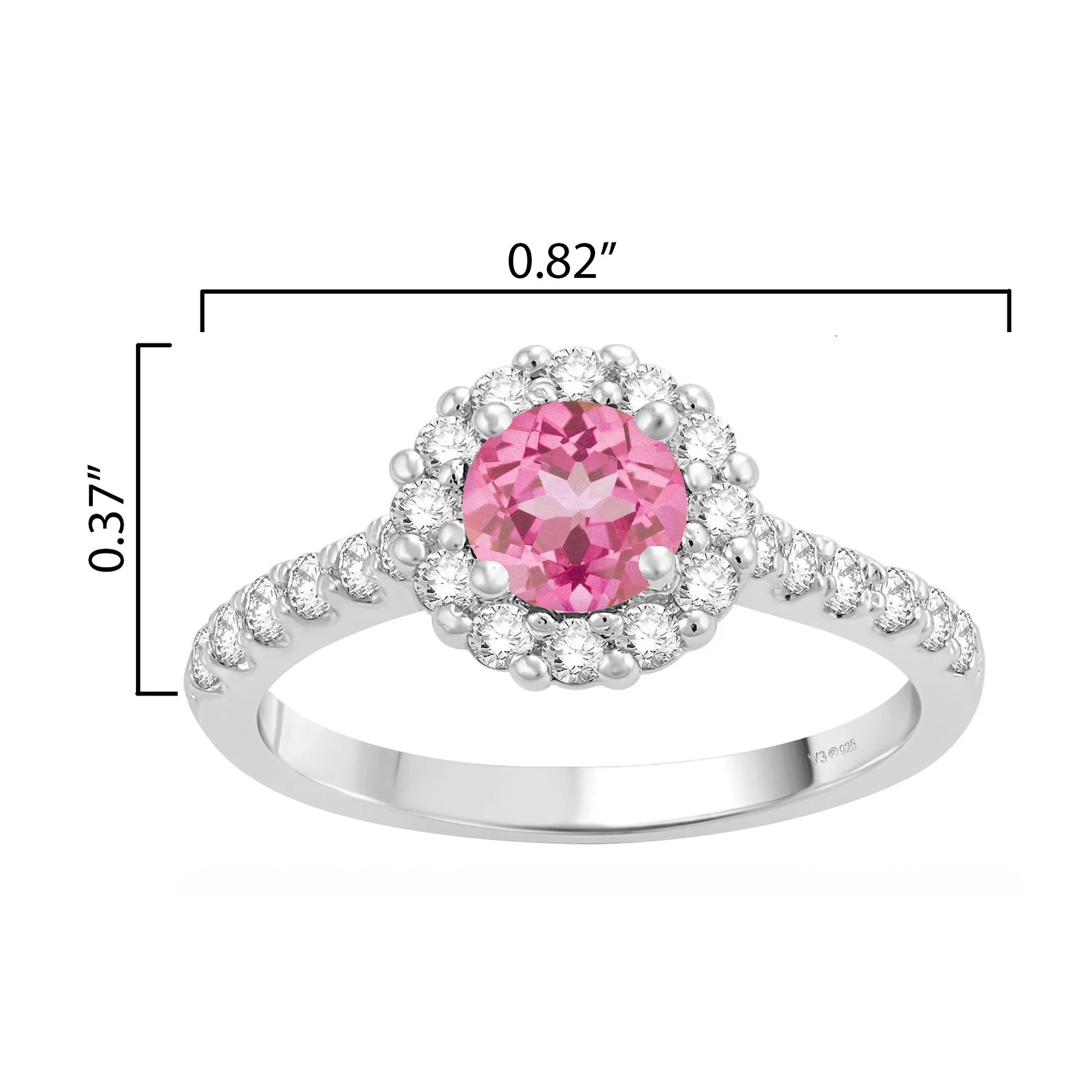 V3 Jewelry 925 Sterling Silver with Pink Topaz and White topaz Halo Ring sold by Zulily product image thumbnail 3