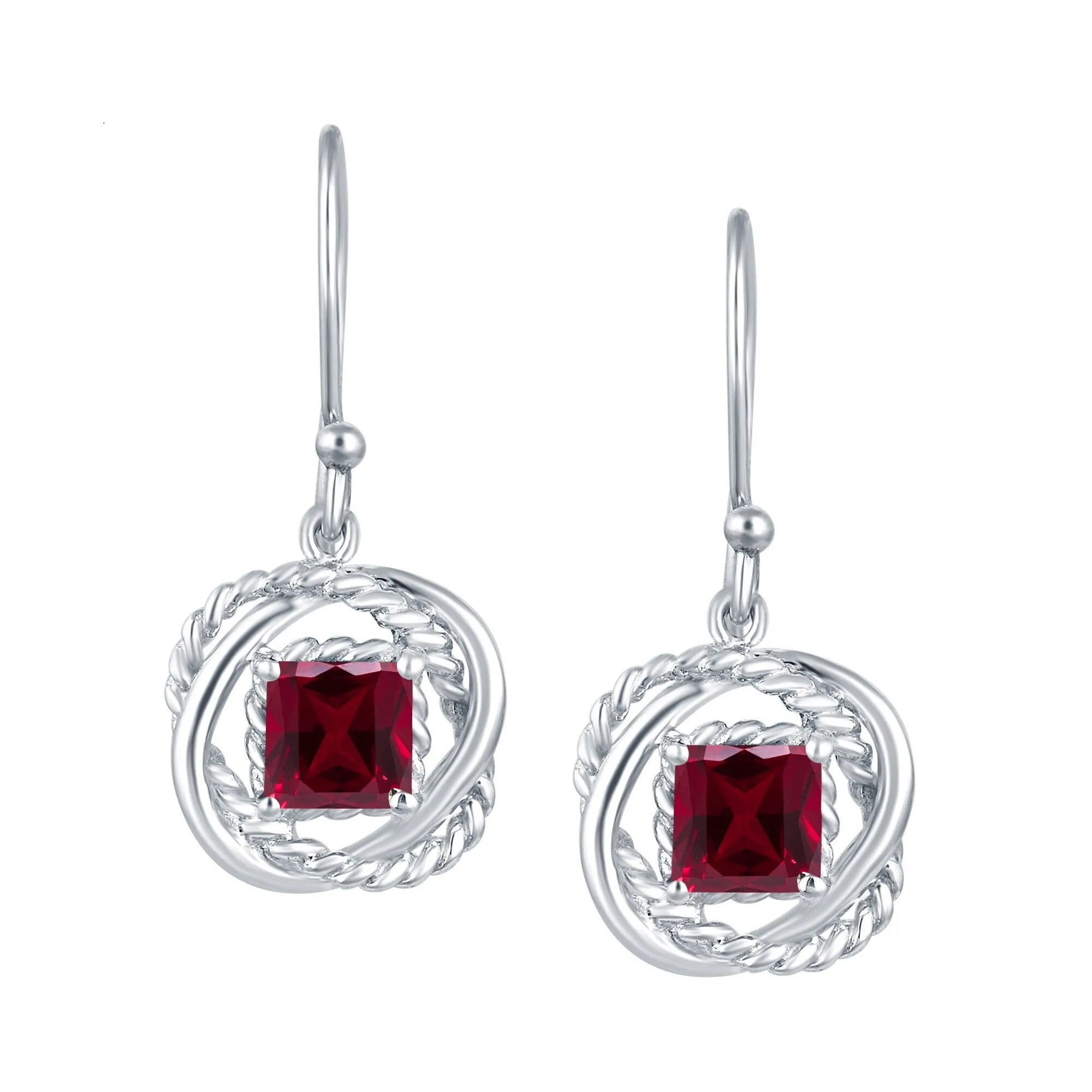 Sterling Silver with Ruby Twisted Wire Earrings sold by Zulily product image thumbnail 2