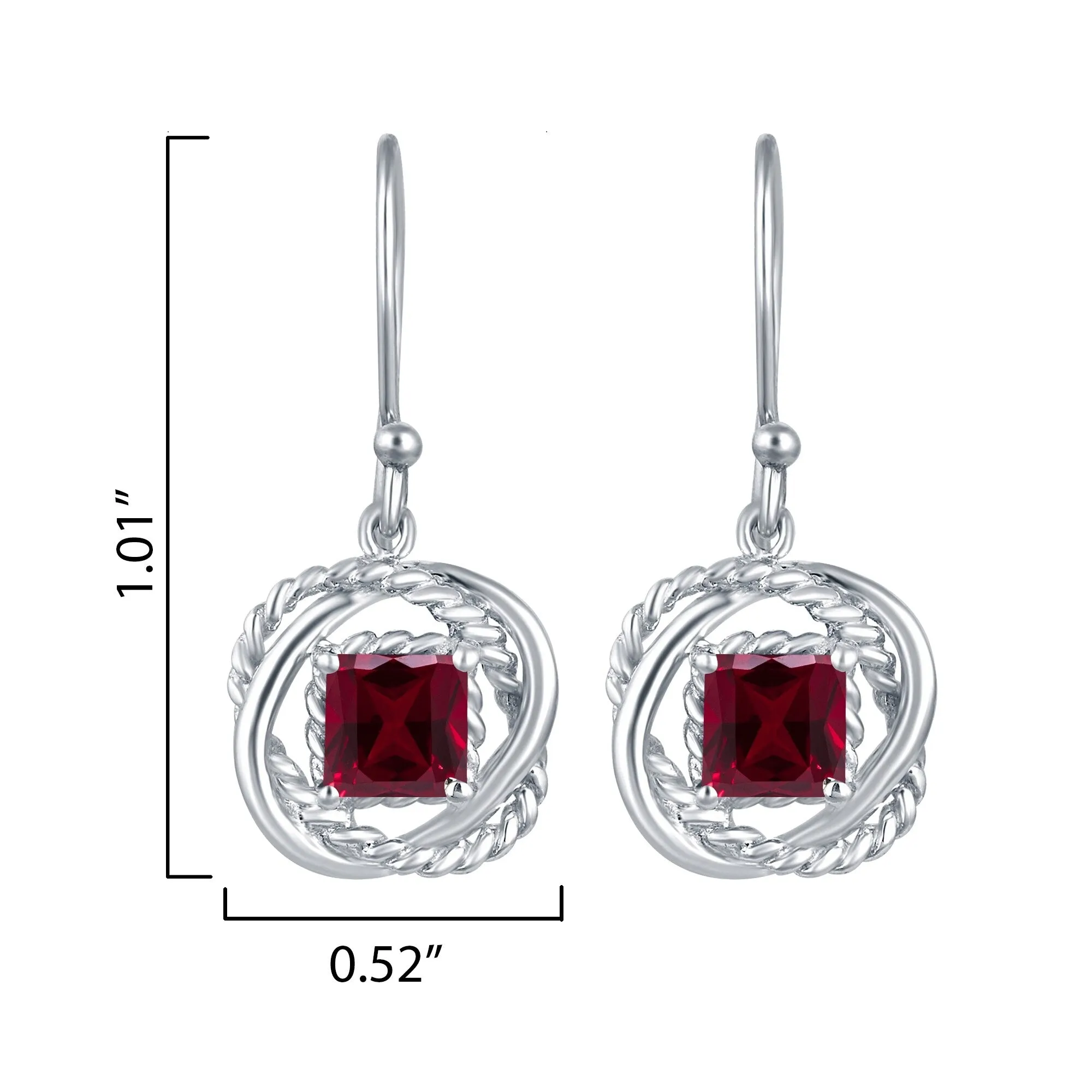 Sterling Silver with Ruby Twisted Wire Earrings sold by Zulily product image thumbnail 3