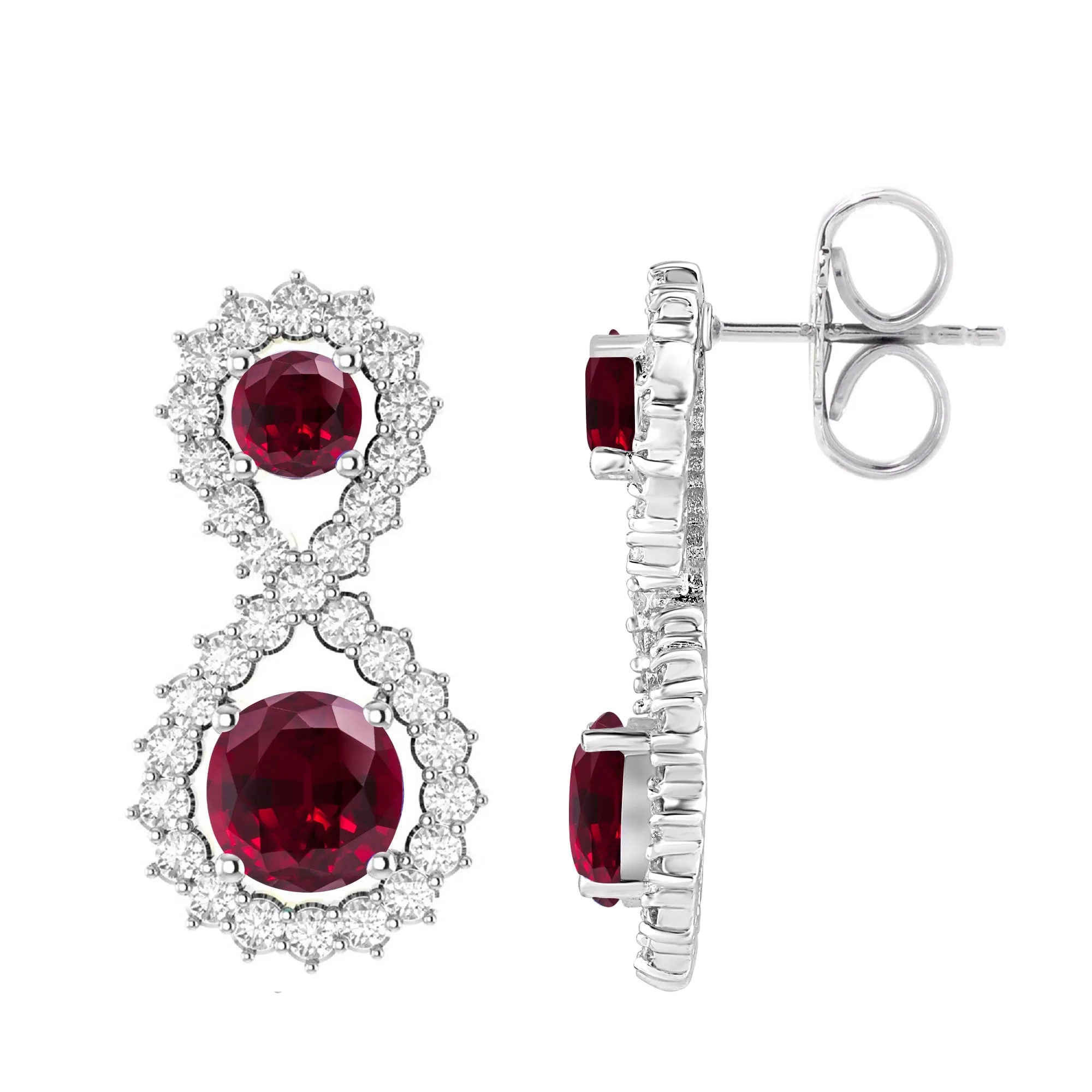 Sterling Silver with Ruby and White Topaz Drop Earring sold by Zulily product image thumbnail 2