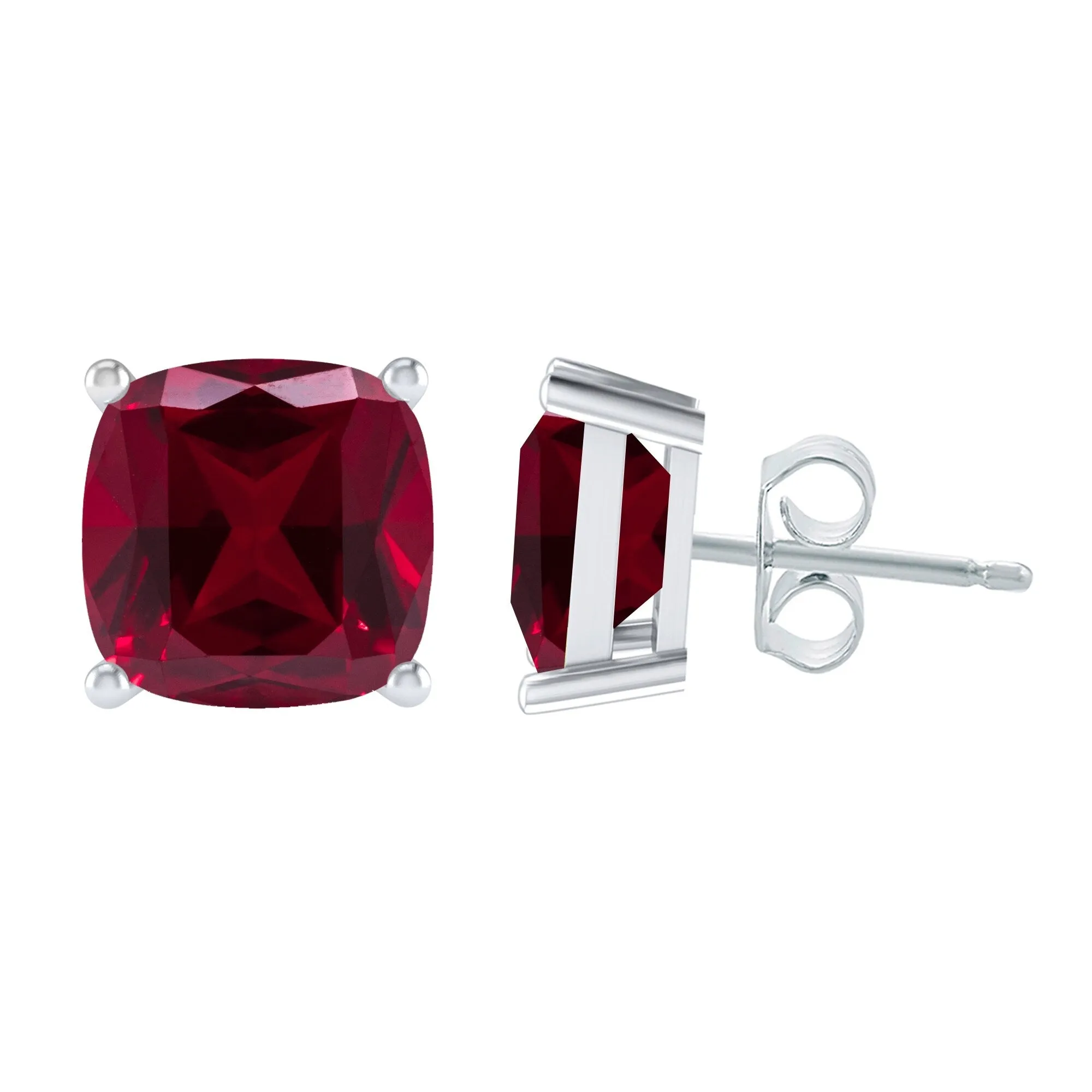 Sterling Silver with Ruby Stud Earrings sold by Zulily product image thumbnail 2