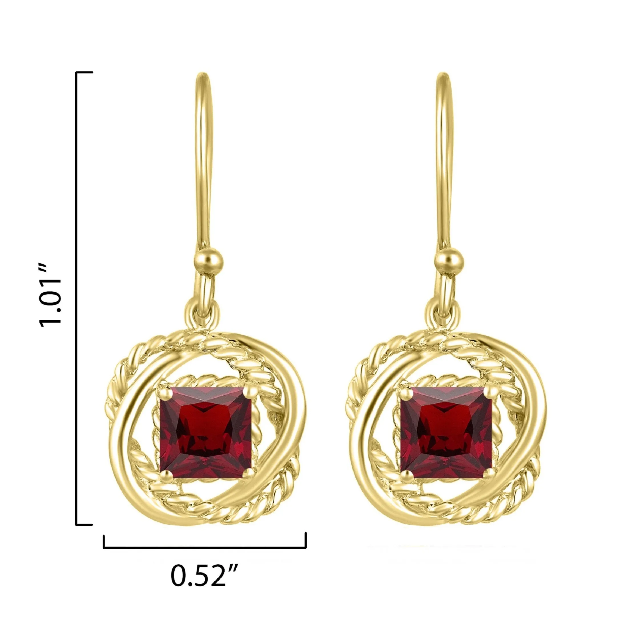 Gold Over Sterling Silver with Natural Garnet Twisted Wire Earrings sold by Zulily product image thumbnail 3