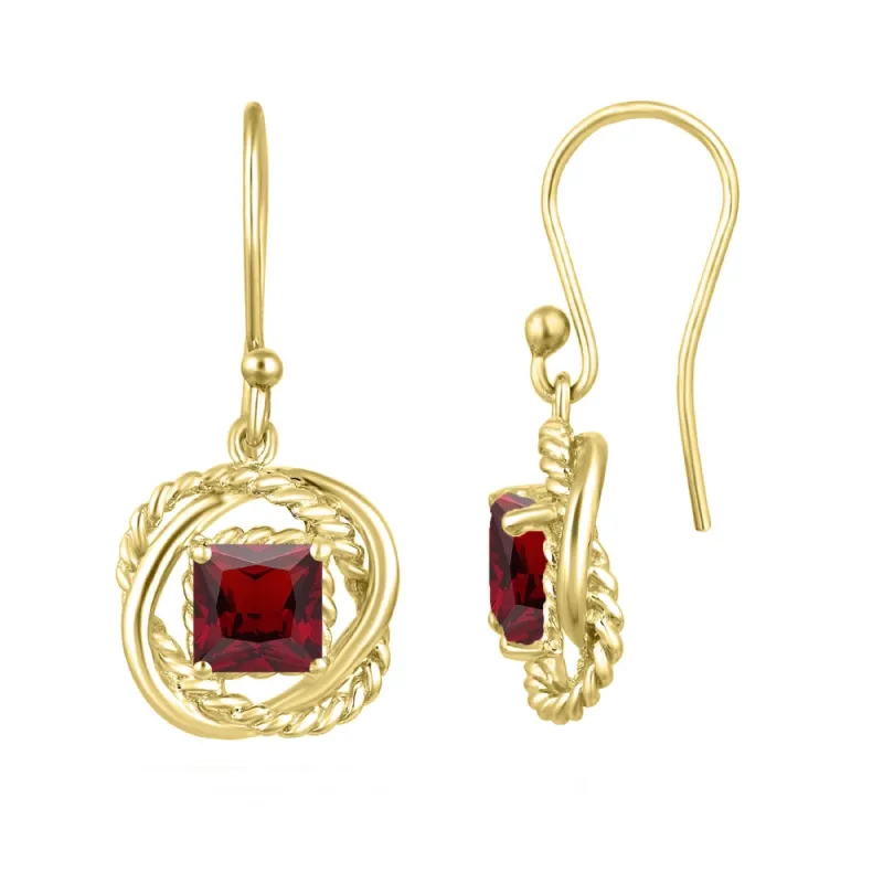 Gold Over Sterling Silver with Natural Garnet Twisted Wire Earrings sold by Zulily
