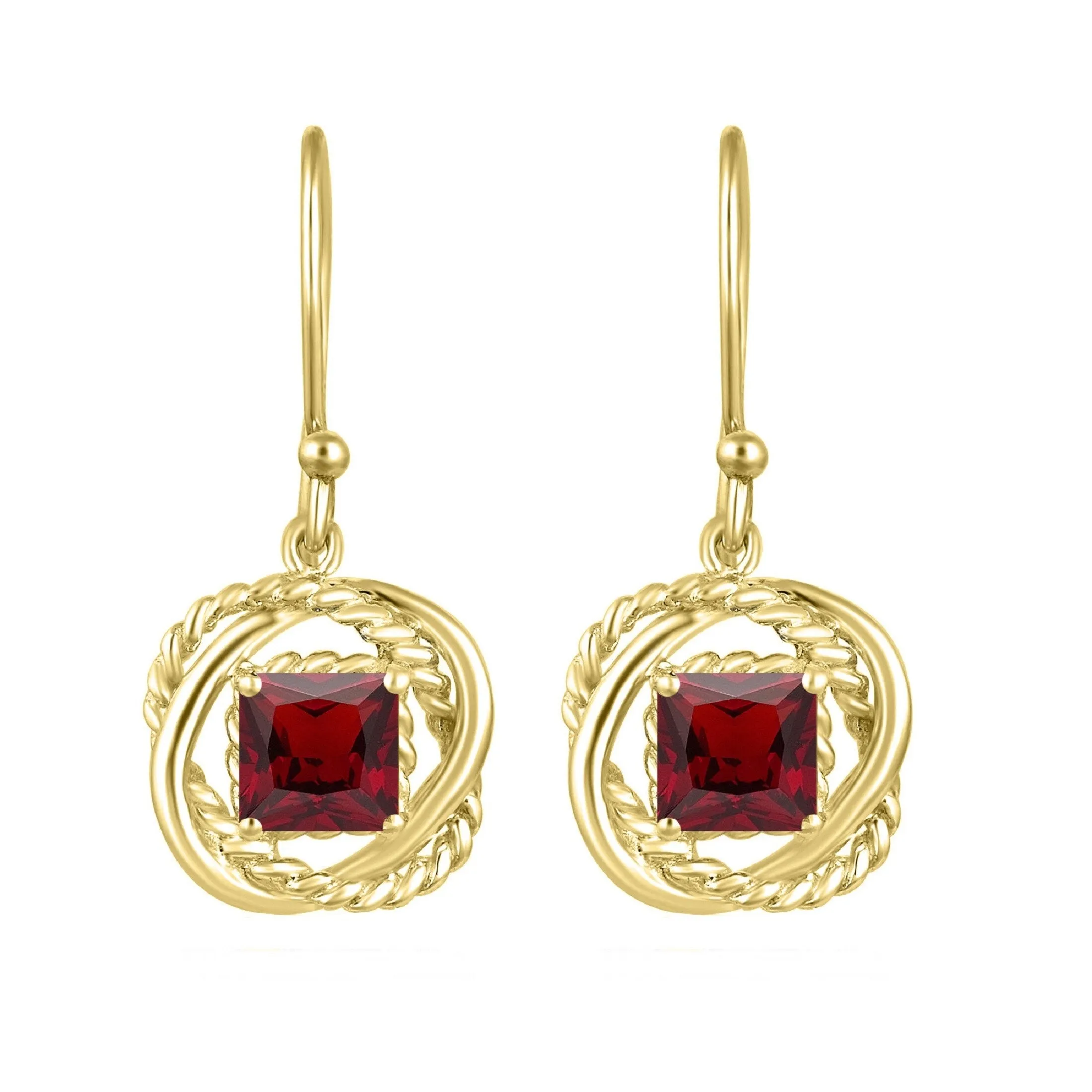 Gold Over Sterling Silver with Natural Garnet Twisted Wire Earrings sold by Zulily product image thumbnail 2