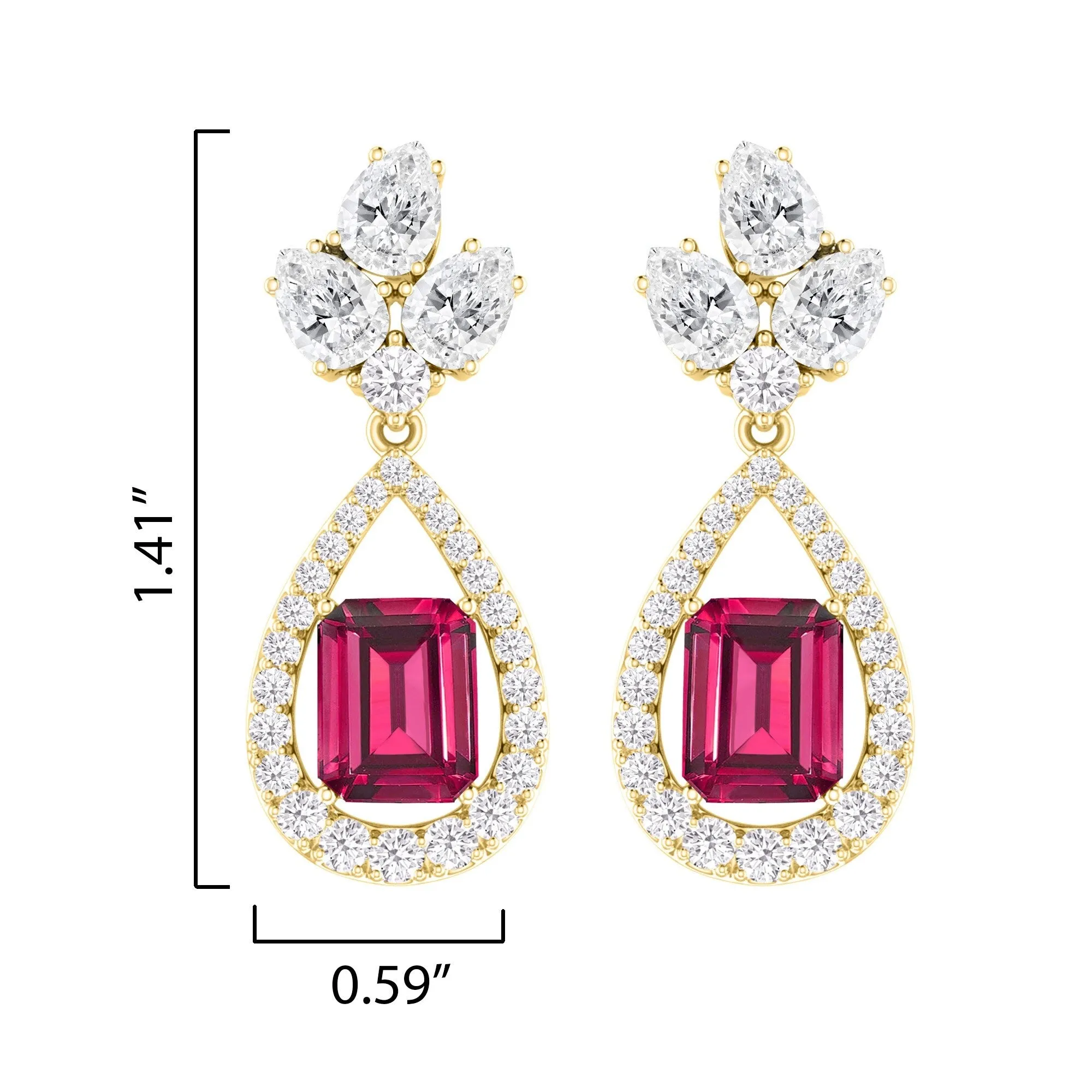 Gold Over Sterling Sliver with Ruby and White Topaz Tear Drop Earrings sold by Zulily product image thumbnail 3