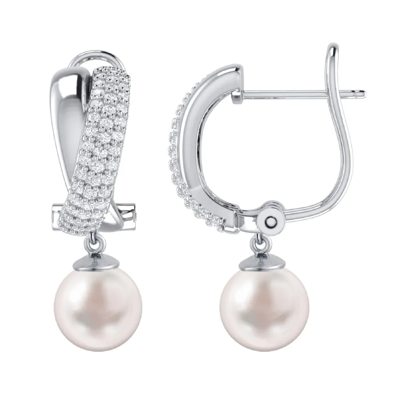 Sterling Silver with Freshwater Pearl and White Topaz Drop Earrings sold by Zulily