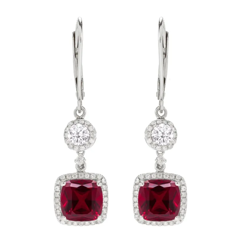 Sterling Silver with Ruby, Moissanite and White Topaz Dangle Earring sold by Zulily