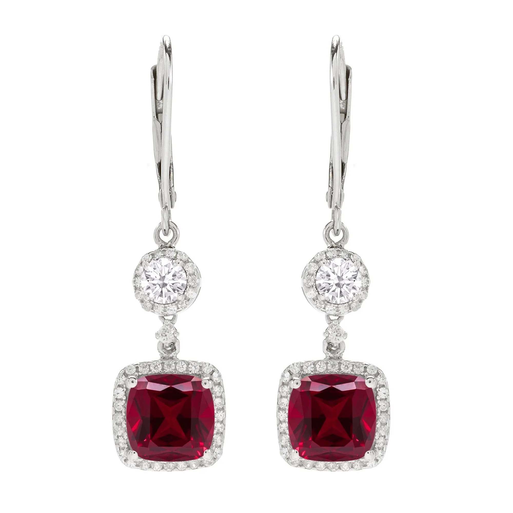 Sterling Silver with Ruby, Moissanite and White Topaz Dangle Earring sold by Zulily