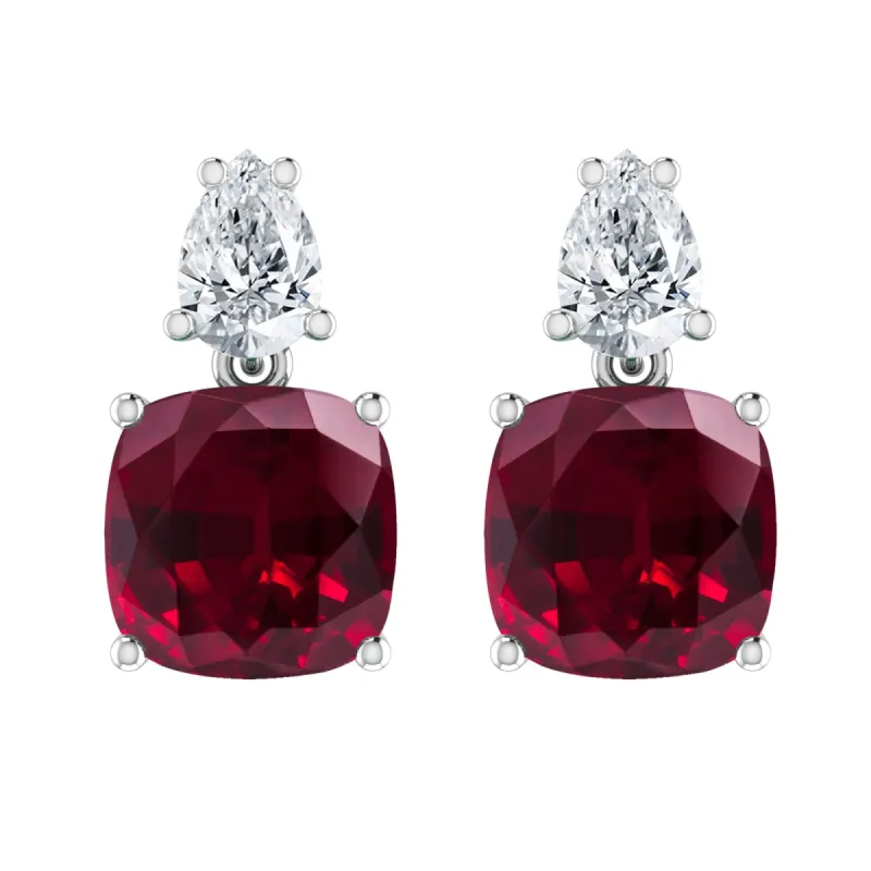 Sterling Silver with Ruby and White Topaz Drop Earrings sold by Zulily